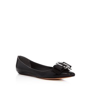 MARC JACOBS Womens Black Snake Double J Toe Slip On Leather Ballet Flats 37